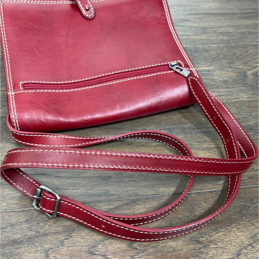 VINTAGE IL KUOIO Handmade Leather Messenger Crossbody Bag Red EUC - Picture 11 of 11